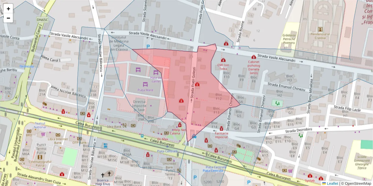 Hartă a codului poștal  și a codurilor poștale învecinate