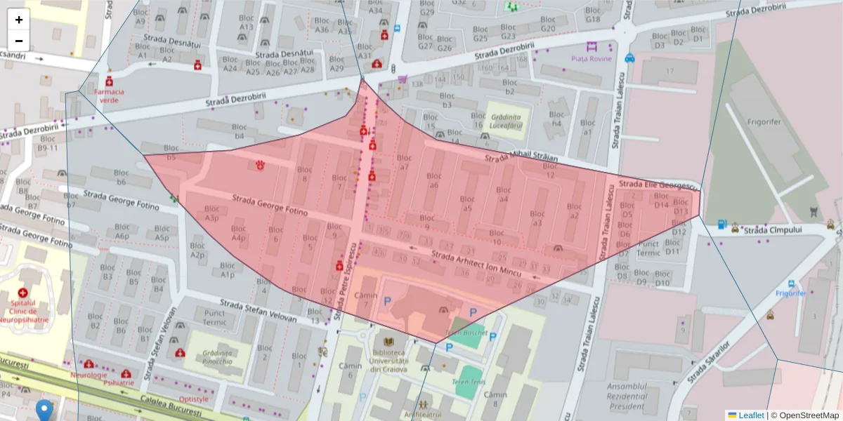 Hartă a codului poștal  și a codurilor poștale învecinate