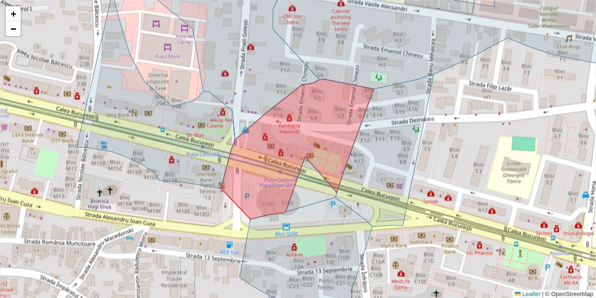 Hartă a codului poștal  și a codurilor poștale învecinate