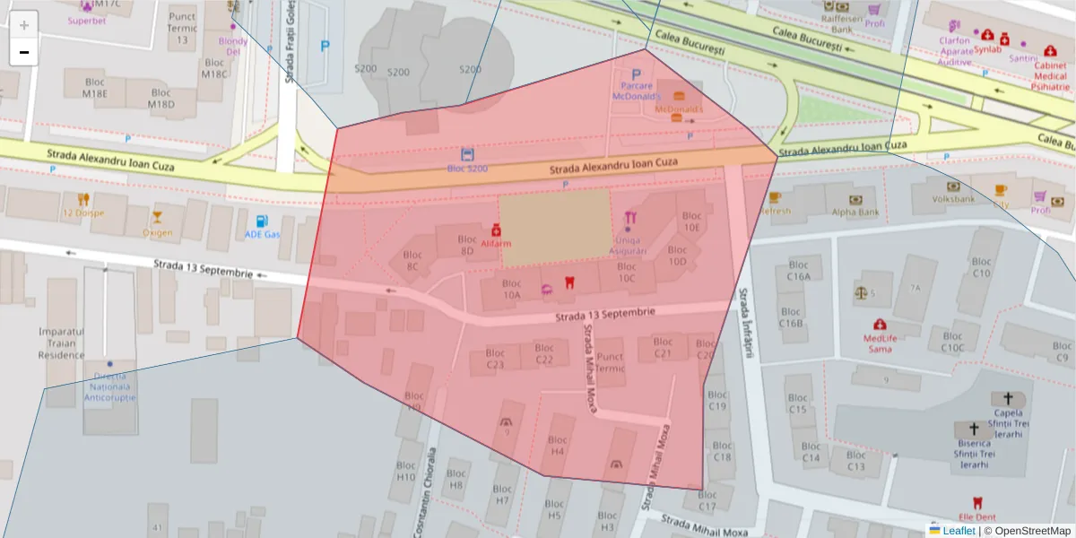 Hartă a codului poștal  și a codurilor poștale învecinate