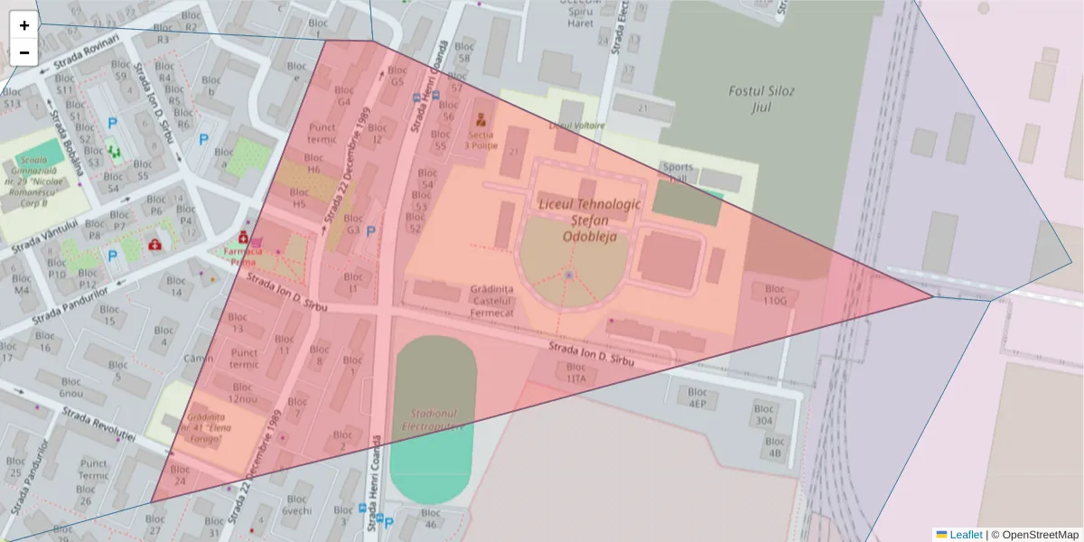 Hartă a codului poștal  și a codurilor poștale învecinate