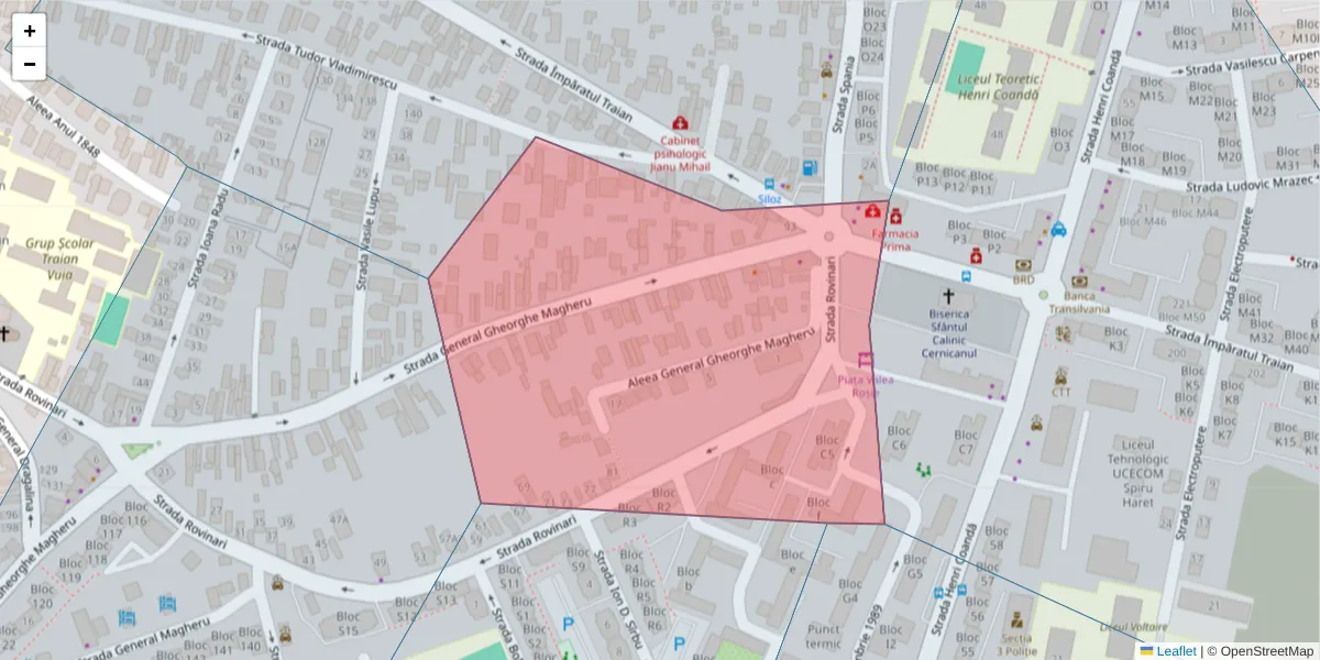 Hartă a codului poștal  și a codurilor poștale învecinate