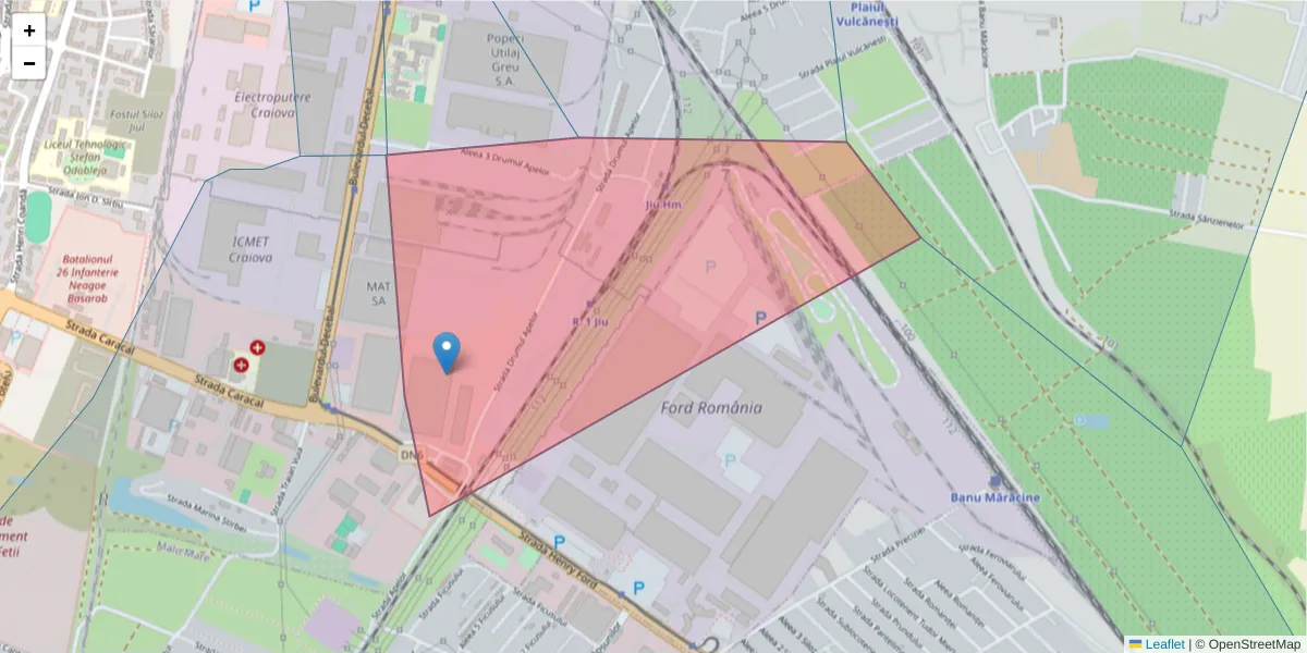 Hartă a codului poștal  și a codurilor poștale învecinate