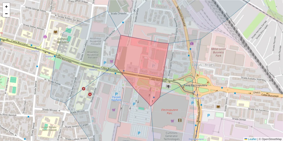 Hartă a codului poștal  și a codurilor poștale învecinate