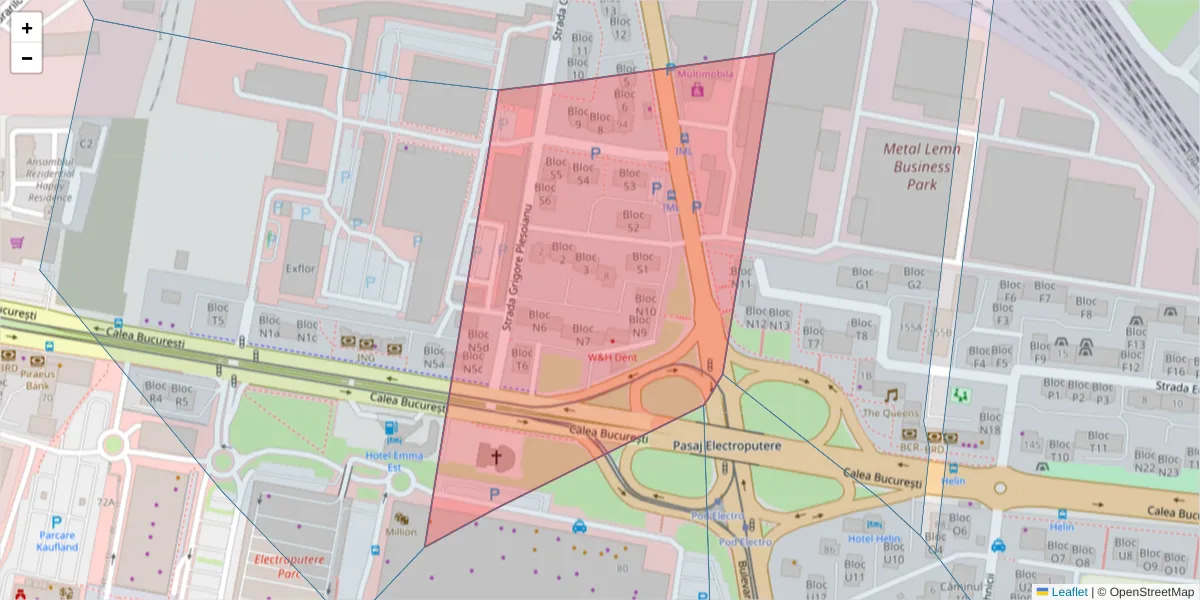 Hartă a codului poștal  și a codurilor poștale învecinate