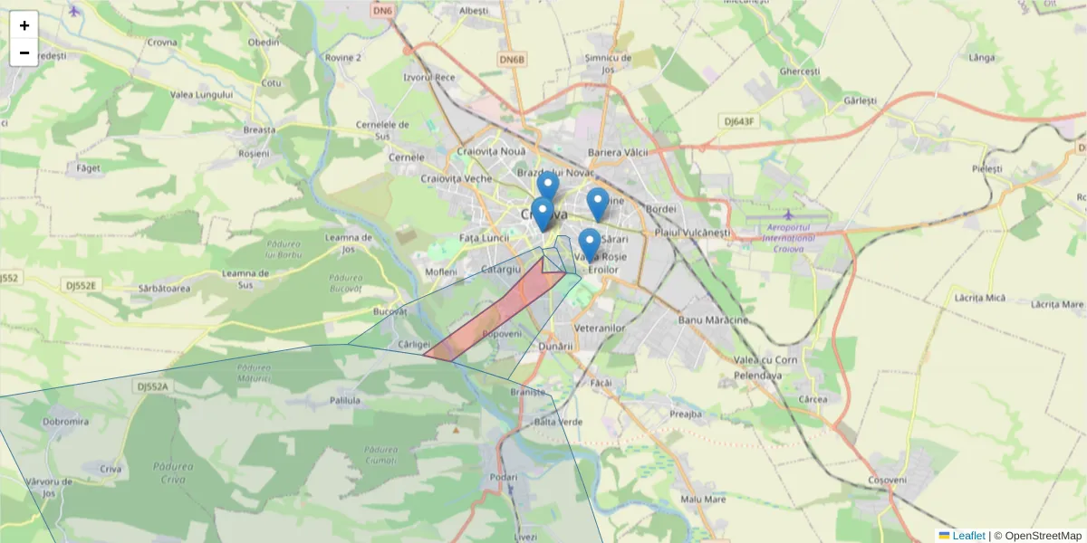 Hartă a codului poștal  și a codurilor poștale învecinate