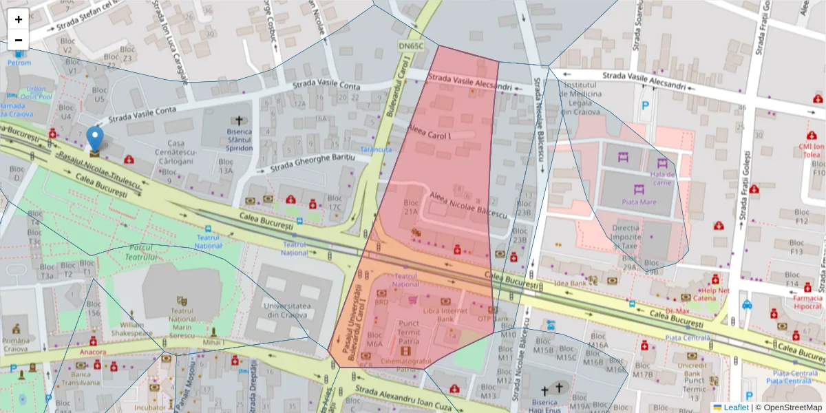 Hartă a codului poștal  și a codurilor poștale învecinate