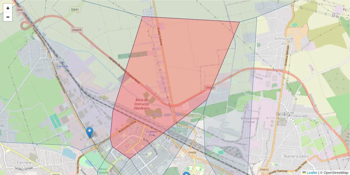 Hartă a codului poștal  și a codurilor poștale învecinate