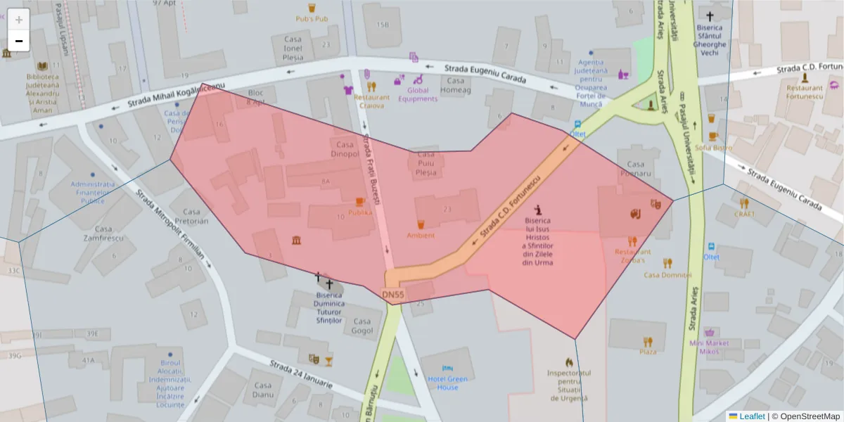 Hartă a codului poștal  și a codurilor poștale învecinate