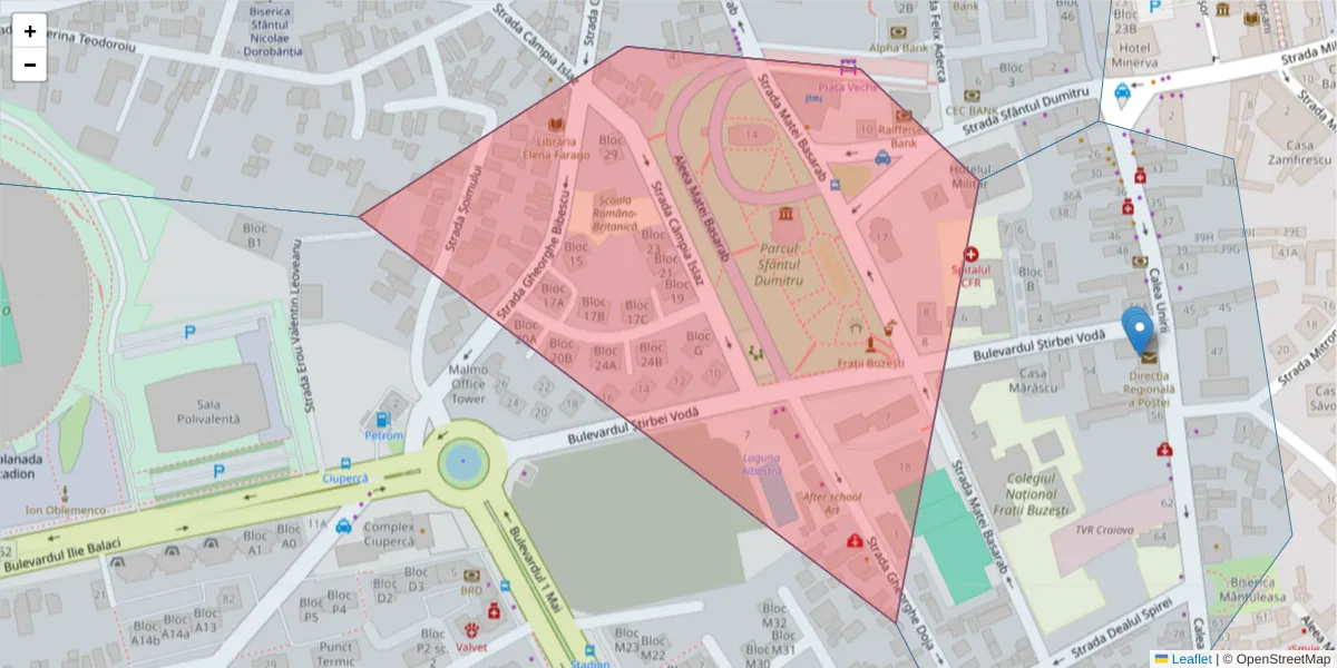 Hartă a codului poștal  și a codurilor poștale învecinate