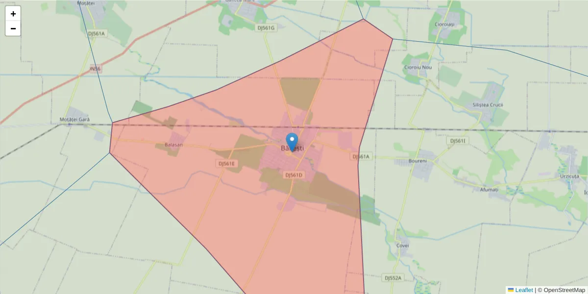 Hartă a codului poștal  și a codurilor poștale învecinate