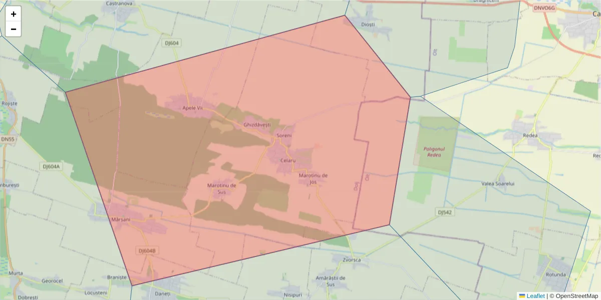 Hartă a codului poștal  și a codurilor poștale învecinate