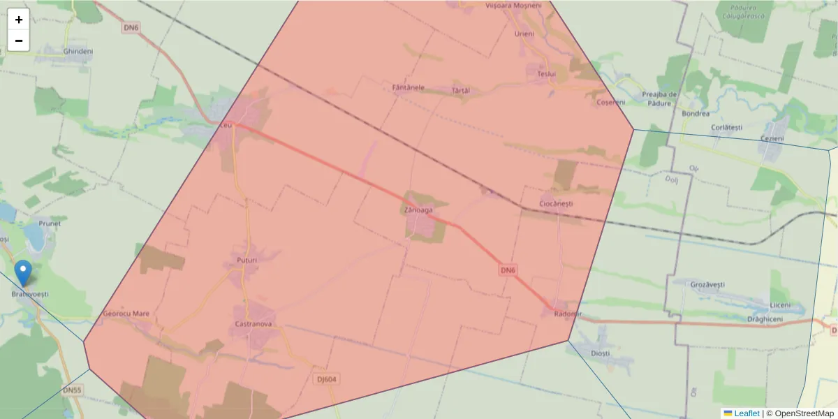 Hartă a codului poștal  și a codurilor poștale învecinate