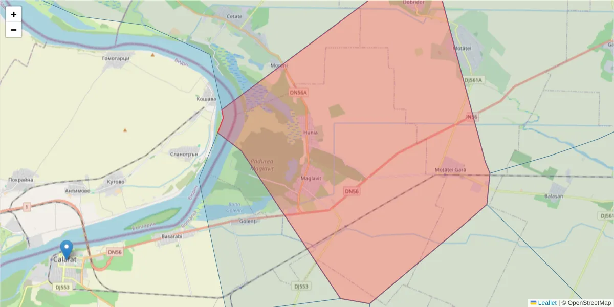 Hartă a codului poștal  și a codurilor poștale învecinate