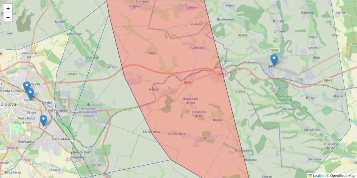 Hartă a codului poștal  și a codurilor poștale învecinate