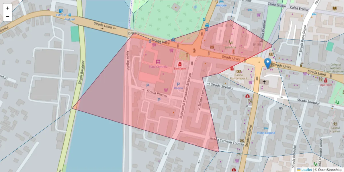 Hartă a codului poștal  și a codurilor poștale învecinate