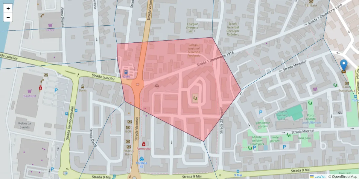 Hartă a codului poștal  și a codurilor poștale învecinate