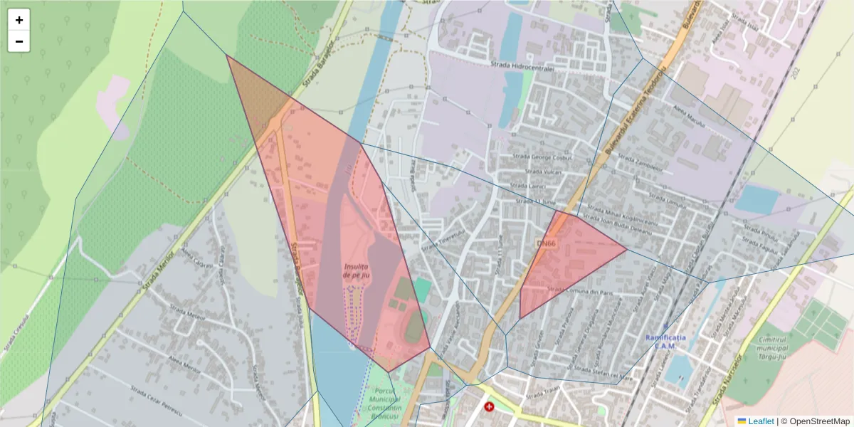 Hartă a codului poștal  și a codurilor poștale învecinate
