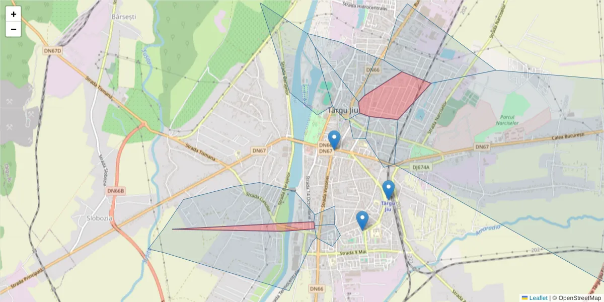 Hartă a codului poștal  și a codurilor poștale învecinate