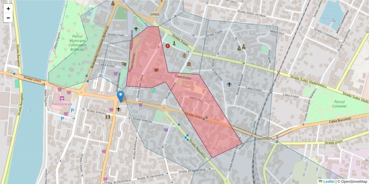 Hartă a codului poștal  și a codurilor poștale învecinate