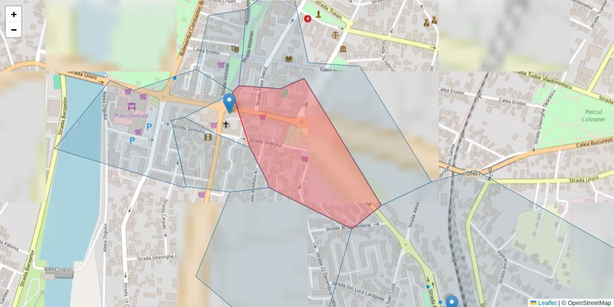 Hartă a codului poștal  și a codurilor poștale învecinate