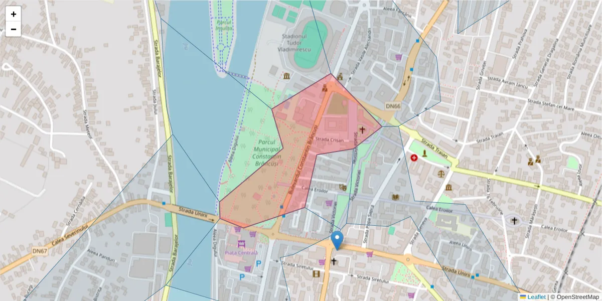 Hartă a codului poștal  și a codurilor poștale învecinate