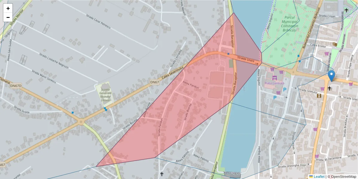 Hartă a codului poștal  și a codurilor poștale învecinate