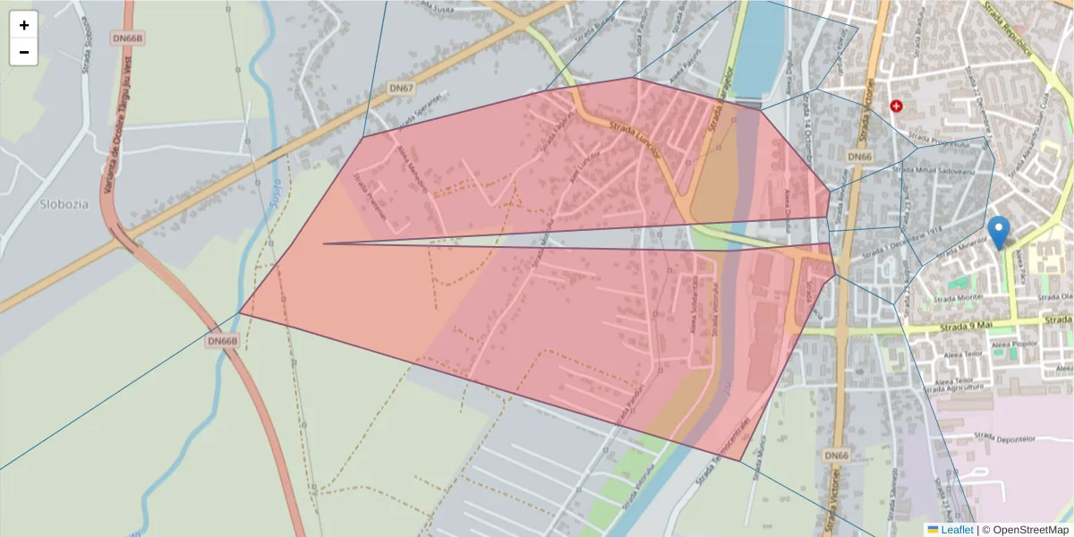 Hartă a codului poștal  și a codurilor poștale învecinate