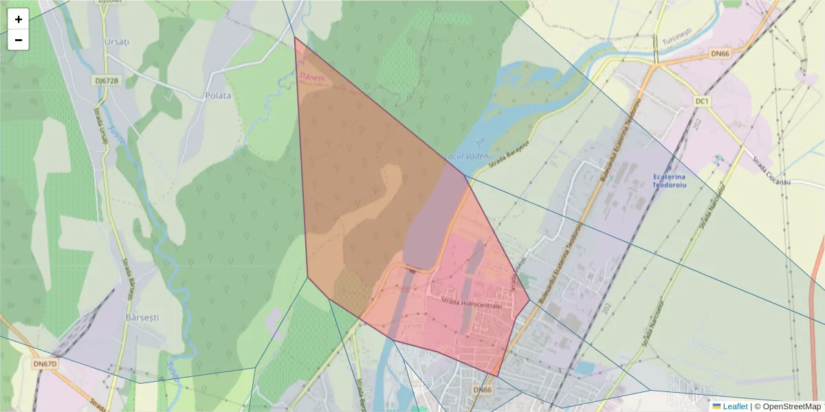 Hartă a codului poștal  și a codurilor poștale învecinate
