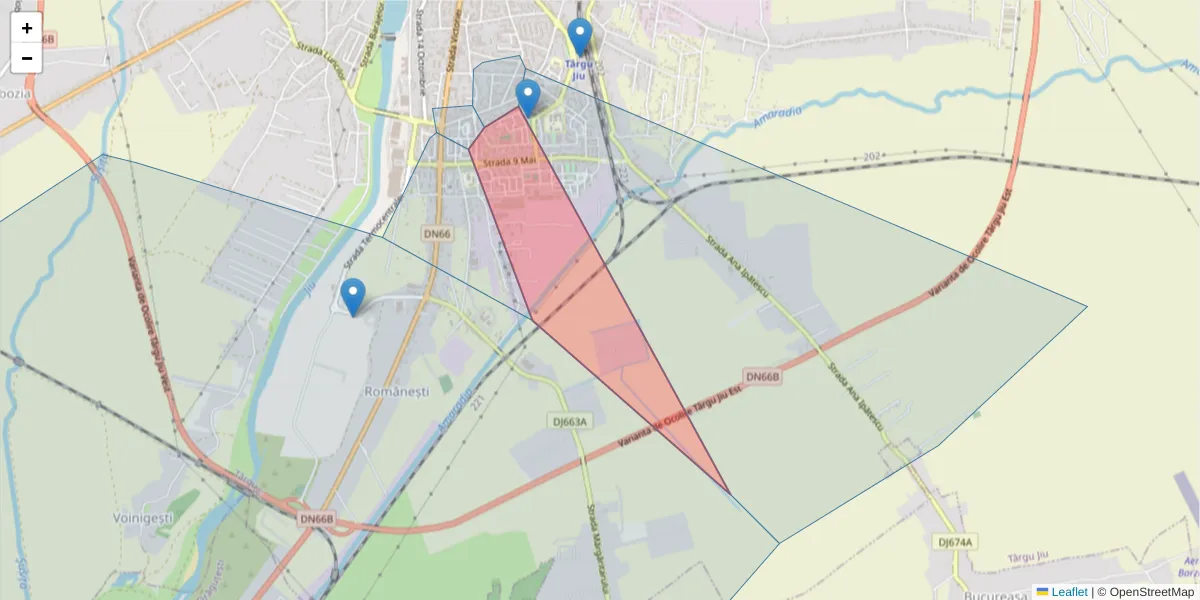 Hartă a codului poștal  și a codurilor poștale învecinate