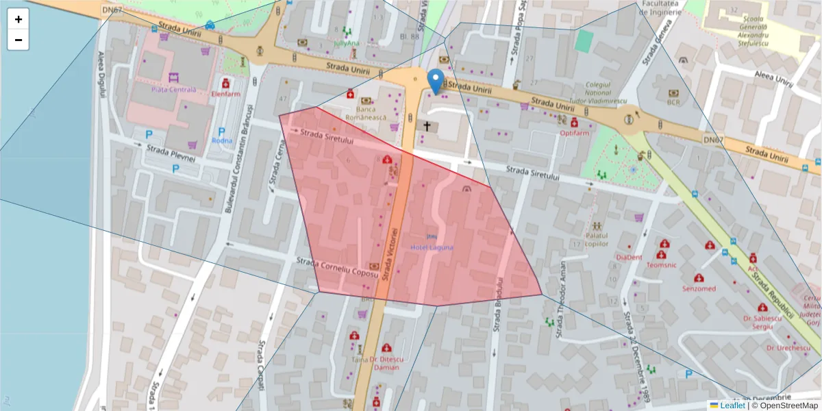 Hartă a codului poștal  și a codurilor poștale învecinate