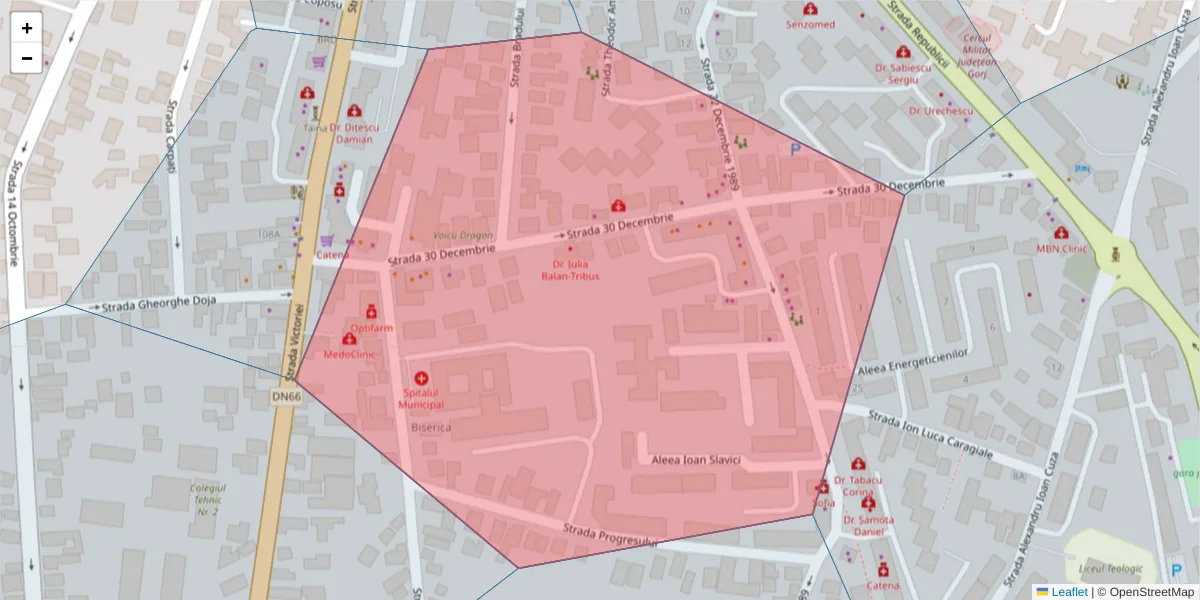 Hartă a codului poștal  și a codurilor poștale învecinate