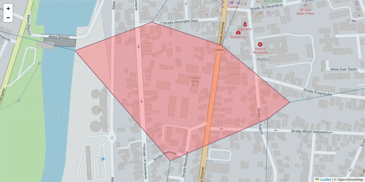 Hartă a codului poștal  și a codurilor poștale învecinate