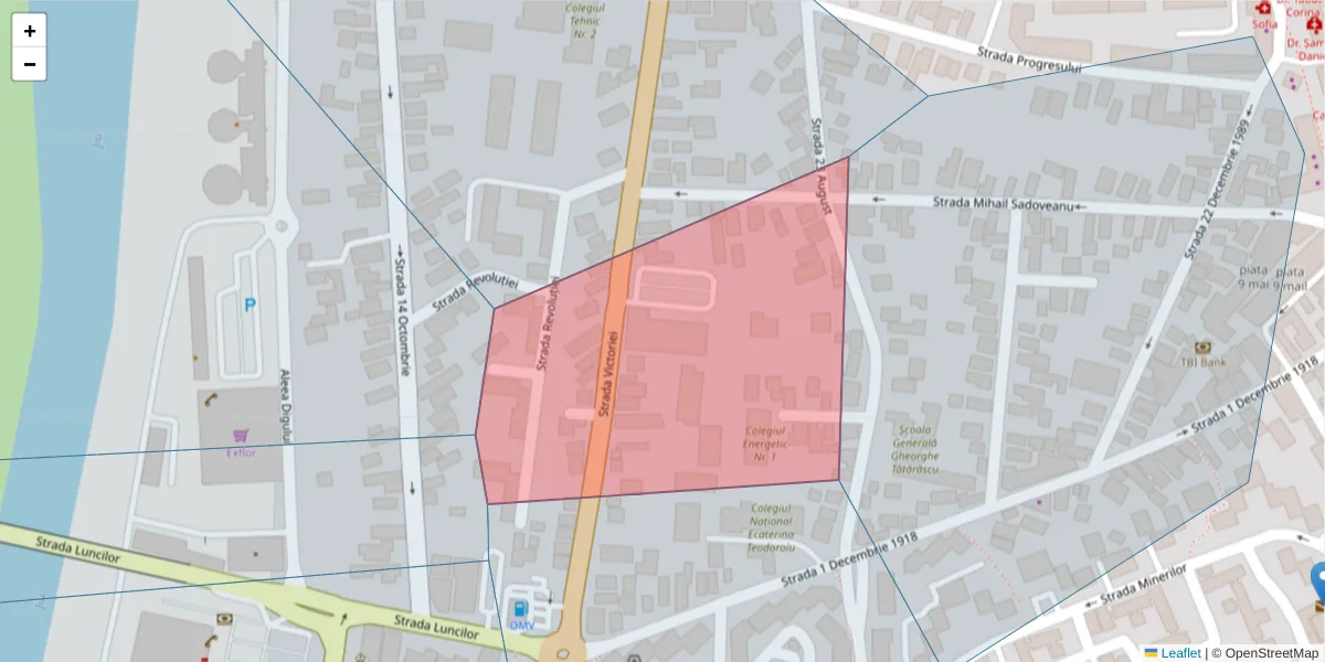 Hartă a codului poștal  și a codurilor poștale învecinate