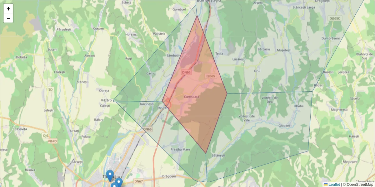 Hartă a codului poștal  și a codurilor poștale învecinate