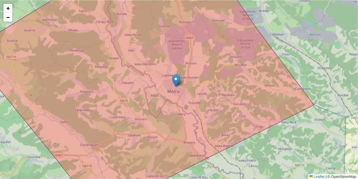 Hartă a codului poștal  și a codurilor poștale învecinate