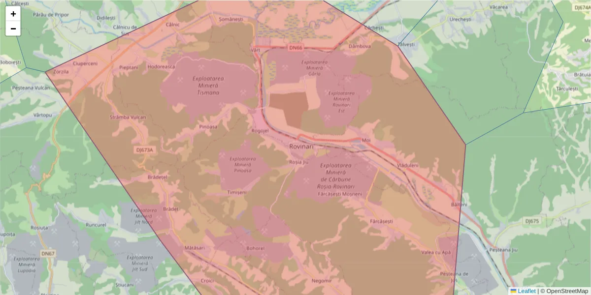 Hartă a codului poștal  și a codurilor poștale învecinate