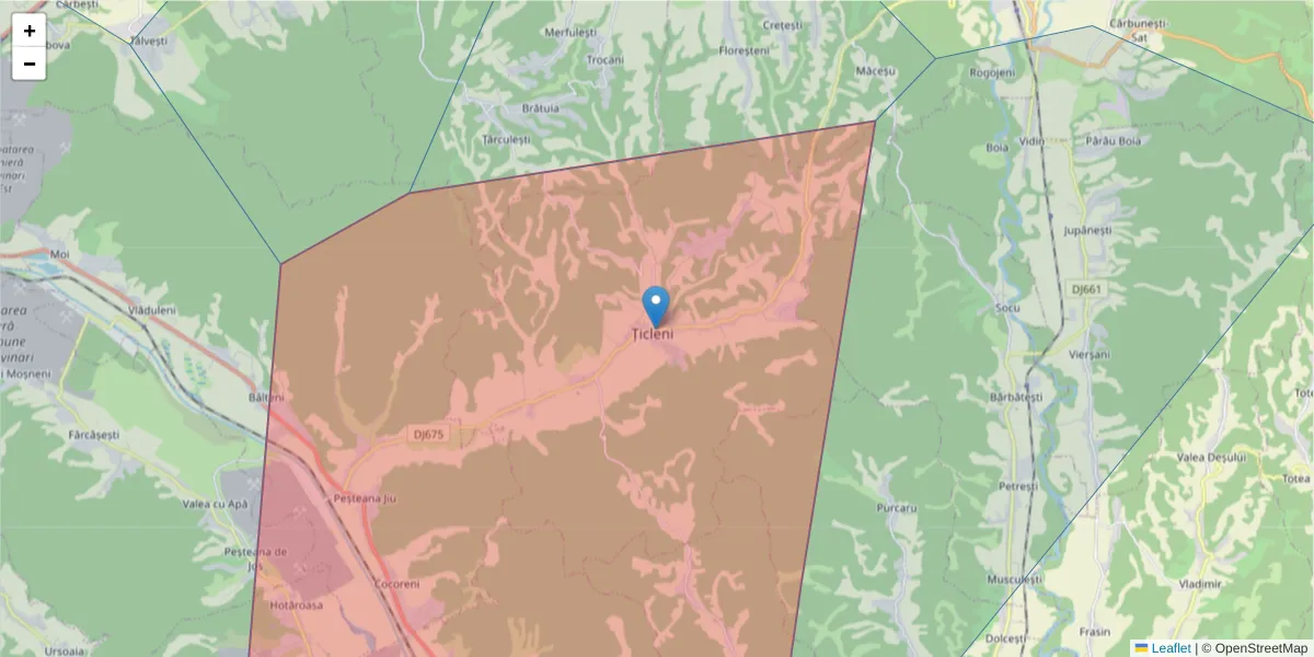 Hartă a codului poștal  și a codurilor poștale învecinate