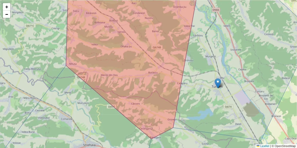Hartă a codului poștal  și a codurilor poștale învecinate