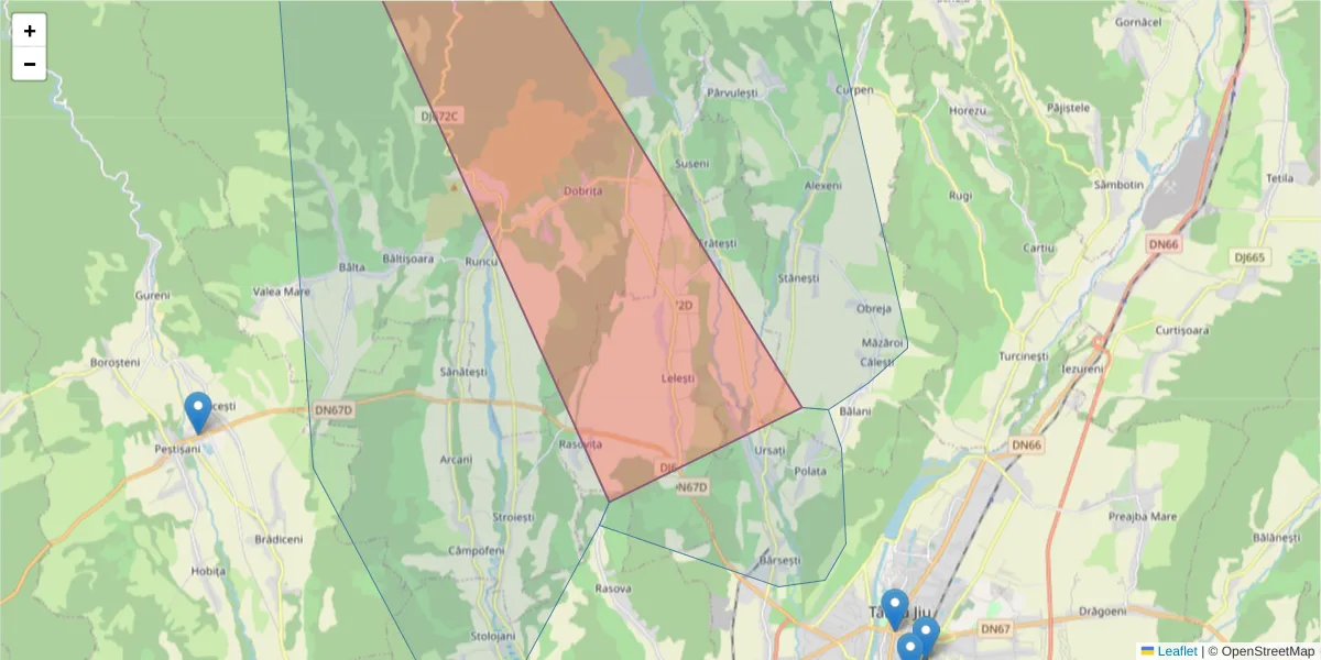 Hartă a codului poștal  și a codurilor poștale învecinate