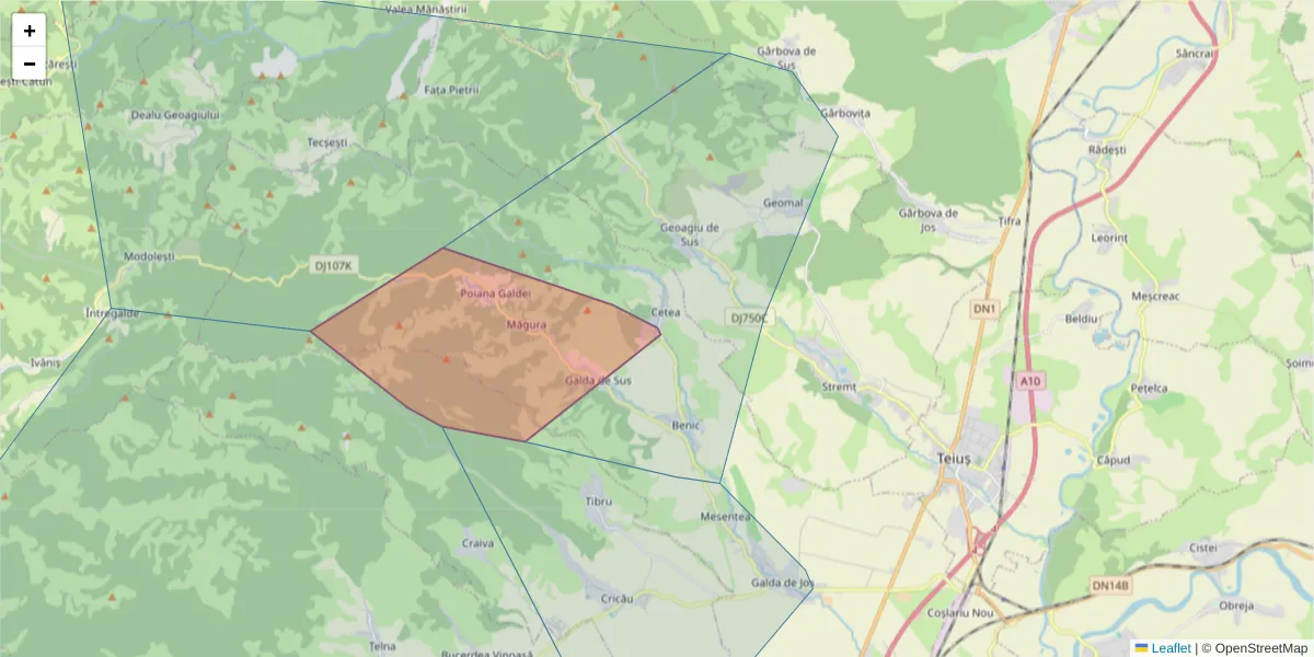 Hartă a codului poștal  și a codurilor poștale învecinate