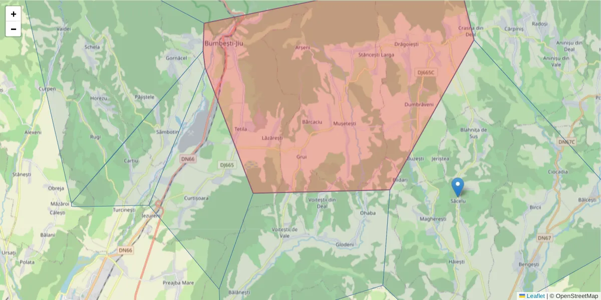Hartă a codului poștal  și a codurilor poștale învecinate