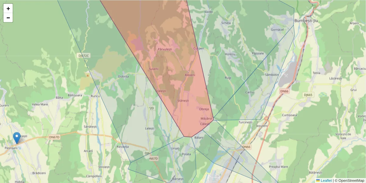 Hartă a codului poștal  și a codurilor poștale învecinate