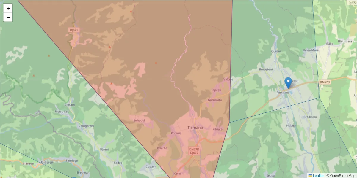 Hartă a codului poștal  și a codurilor poștale învecinate