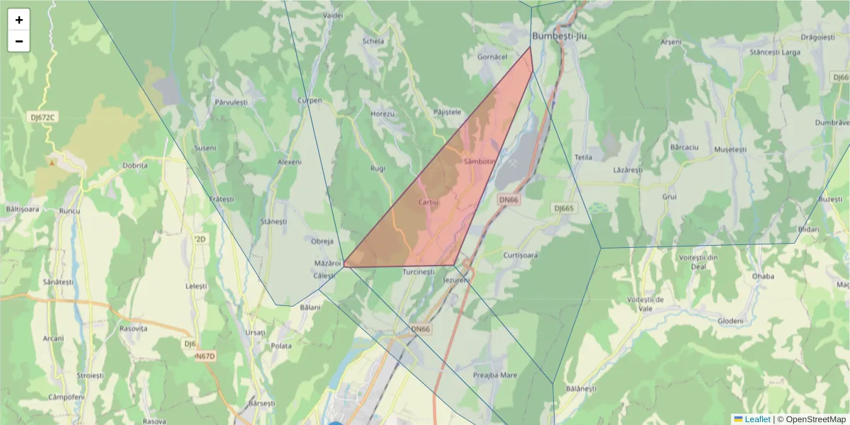 Hartă a codului poștal  și a codurilor poștale învecinate