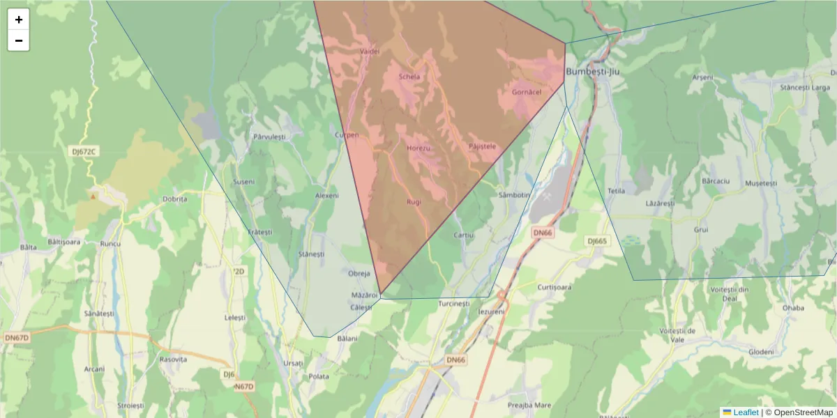 Hartă a codului poștal  și a codurilor poștale învecinate