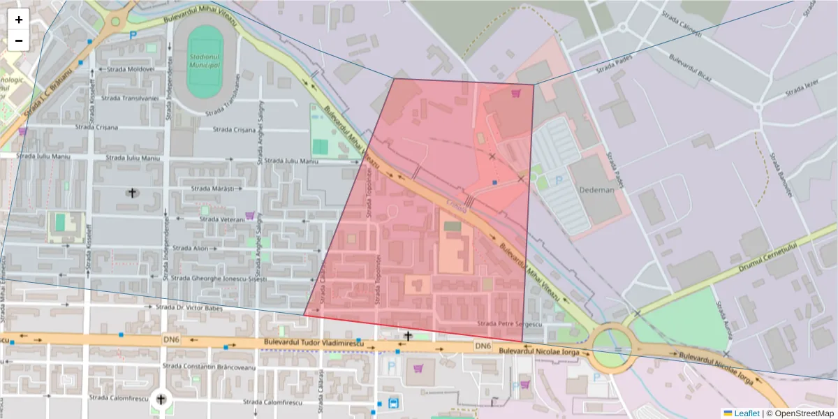Hartă a codului poștal  și a codurilor poștale învecinate