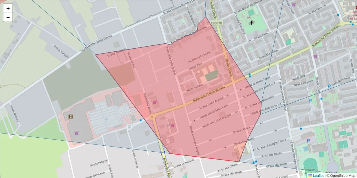 Hartă a codului poștal  și a codurilor poștale învecinate