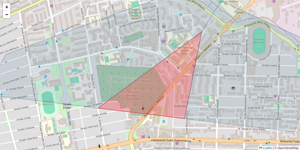 Hartă a codului poștal  și a codurilor poștale învecinate