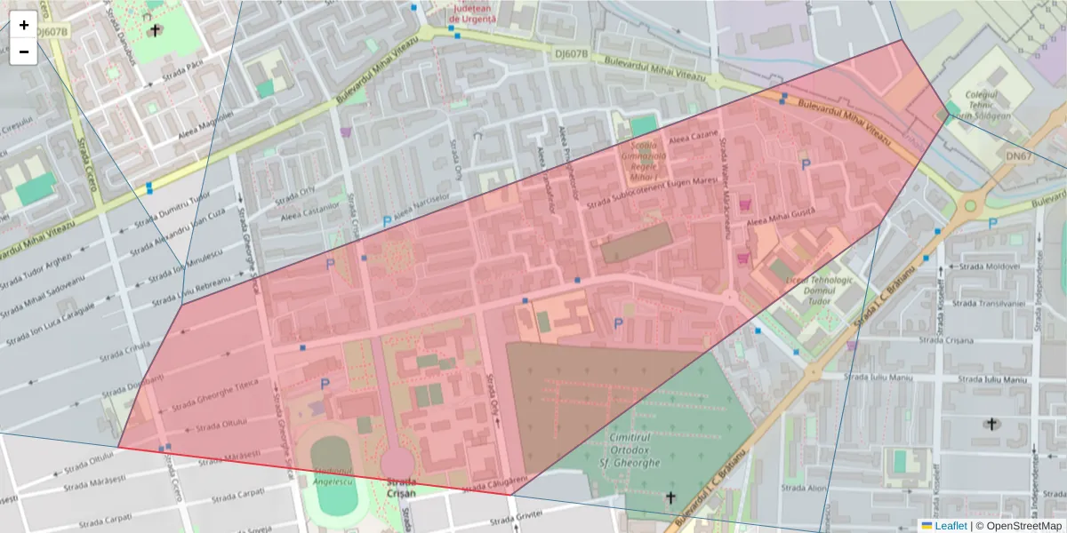 Hartă a codului poștal  și a codurilor poștale învecinate